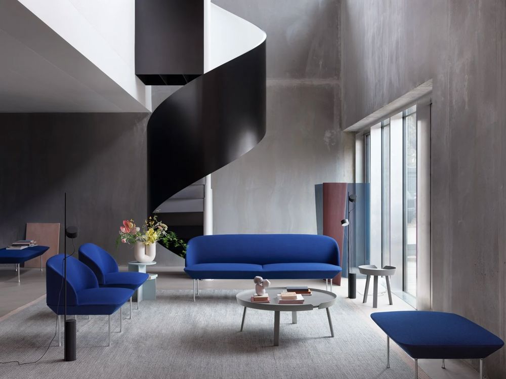 oslo 3 seater lounge pouf bench vidar 772 chrome around table post floor lamp kink vase muuto org